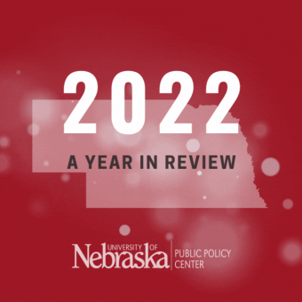 Graphic of white outline of the state of Nebraska with the title "2022 a year in review" and the PPC logo